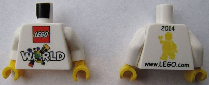Part 973pb1806c01 - Torso LEGO World The Netherlands 2014 Pattern / White Arms / Yellow Hands - De BrickPlaats