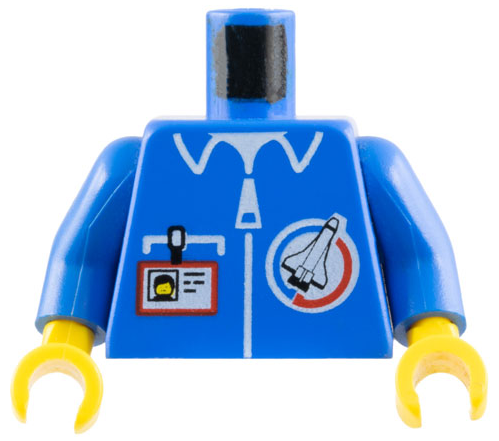 Part 973px112c01 - Torso Launch Command Logo, Zipper and ID Badge Pattern / Blue Arms / Yellow Hands - De BrickPlaats