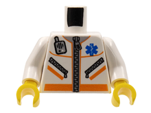 Part 973px500c01 - Torso Hospital EMT Star of Life, Zipper, Zippered Pockets, Radio Pattern / White Arms / Yellow Hands - De BrickPlaats