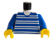 Part 973px61c01 - Torso Horizontal Blue Stripes Pattern / Blue Arms / Yellow Hands - De BrickPlaats