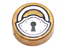 Part 98138pb012 - Tile, Round 1 x 1 with Black and Silver Padlock Pattern - De BrickPlaats