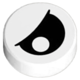 Part 98138pb027 - Tile, Round 1 x 1 with Black Eye Partially Closed with Off-Center Pupil Pattern - De BrickPlaats