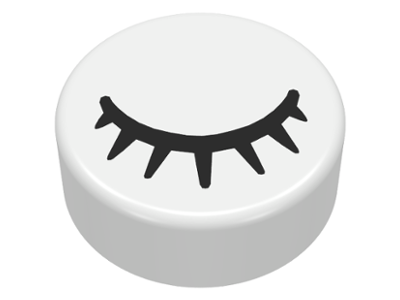 Part 98138pb028 - Tile, Round 1 x 1 with Black Eye Closed with 7 Eyelashes Pattern - De BrickPlaats