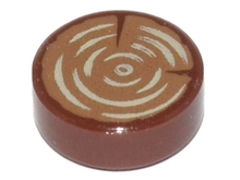 Part 98138pb042 - Tile, Round 1 x 1 with Tree Stump / Wood Log Grain Pattern - De BrickPlaats