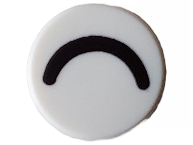 Part 98138pb364 - Tile, Round 1 x 1 with Black Eye Closed (Thin Curved Line) Pattern - De BrickPlaats