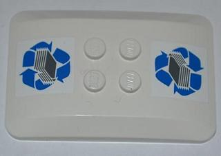 Part 98281pb001 - Wedge 6 x 4 x 2/3 Quad Curved with Blue Recycling Arrows and Paper Stack Pattern (Stickers) - Set 4206 - De BrickPlaats