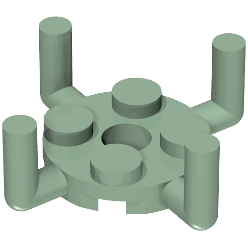Part 98284 - Plate, Round 2 x 2 with Pin Hole and 4 Bar Arms Up - De BrickPlaats