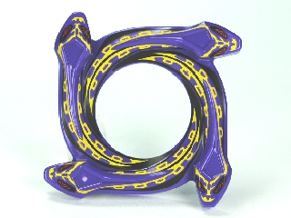Part 98342pb02 - Ring 4 x 4 with 2 x 2 Hole and 4 Snake Head Ends and Yellow Scales Snake Pattern (Ninjago Spinner Crown) - De BrickPlaats