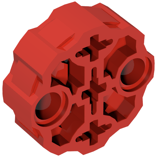Part 98585 - Technic, Axle Connector Block Round with 2 Pin Holes and 3 Axle Holes (Hero Factory Weapon Barrel) - De BrickPlaats