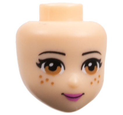 Part 98705 - Mini Doll, Head Friends with Medium Nougat Eyes and Freckles, Dark Pink Lips and Closed Mouth Pattern - De BrickPlaats