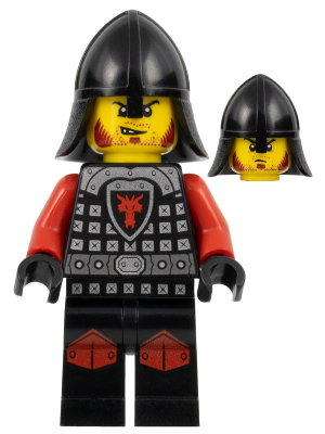 Minifig cas529 - Castle - Dragon Knight Scale Mail with Dragon Shield and Shoulder Armor, Knee Pads, Helmet with Neck Protector, Angry Scowl - De BrickPlaats
