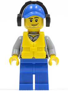 Minifig cty0418 - Coast Guard City - Crew Member Male, Blue Cap with Hole, Headphones - De BrickPlaats