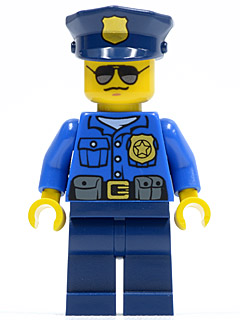 Minifig cty0450 - Police - City Officer, Gold Badge, Police Hat, Sunglasses - De BrickPlaats