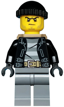 Minifig cty0452 - Police - City Bandit Male with Black Stubble and Backpack - De BrickPlaats