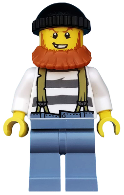 Minifig cty0513 - Swamp Police - Crook Male with Black Knit Cap and Dark Orange Beard - De BrickPlaats