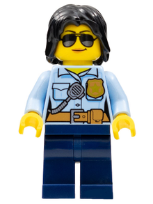 Minifig cty0936 - Police Officer, Female, Dark Blue Legs, Sunglasses - De BrickPlaats