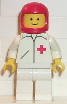 Minifig doc011 - Doctor - Straight Line, White Legs, Red Classic Helmet - De BrickPlaats