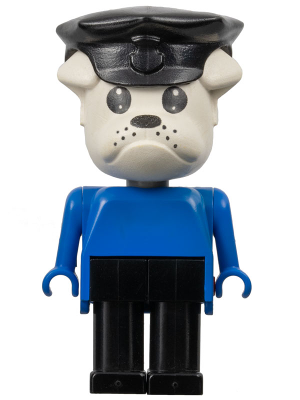 Minifig fab2b - Fabuland Bulldog - Constable Clarke Bulldog, White Head, Black Police Hat - De BrickPlaats