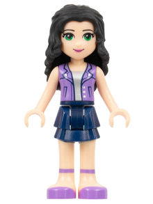 Minifig frnd0121 - Friends Emma - Dark Blue Layered Skirt, Medium Lavender Vest - De BrickPlaats