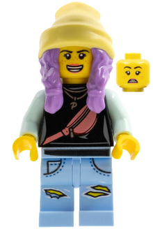 Minifig hs003 - Parker L. Jackson - Black Top with Beanie (Open Mouth Smile / Scared) - De BrickPlaats