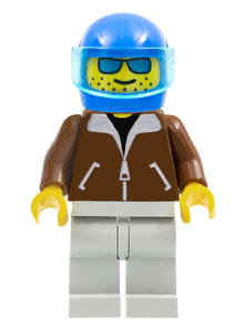 Minifig jbr003 - Jacket Brown - Light Gray Legs, Blue Helmet, Trans-Light Blue Visor - De BrickPlaats