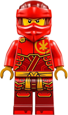 Minifig njo0858 - Kai - Dragons Rising, Tunic with Large Armor Plates, Dark Red and Red Head Wrap - De BrickPlaats