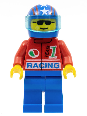 Minifig oct027 - Octan - Racing, Blue Legs, Blue Helmet 4 Stars & Stripes, Trans-Light Blue Visor - De BrickPlaats