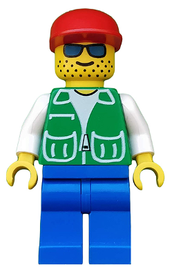 Minifig pck001 - Jacket Green with 2 Large Pockets - Blue Legs, Red Cap - De BrickPlaats