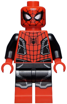 Minifig sh0782 - Spider-Man - Black and Red Suit, Small Black Spider, Silver Trim (Upgraded Suit) - De BrickPlaats