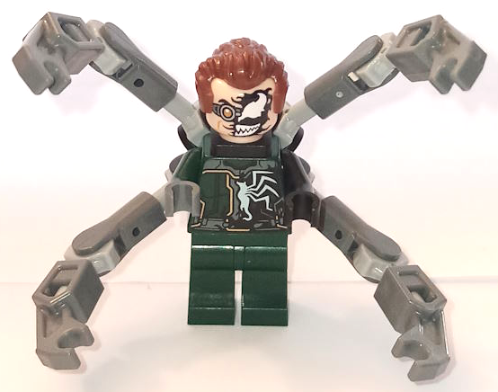 Minifig sh0946 - Dr. Octopus (Otto Octavius) / Doc Ock - Dark Green Suit Half Venomized, Mechanical Arms - De BrickPlaats