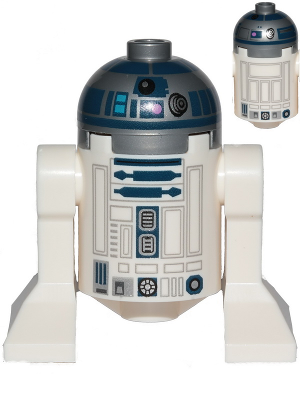 Minifig sw1202 - Astromech Droid, R2-D2, Flat Silver Head, Dark Pink Dots, Large Receptor, Back Printing - De BrickPlaats