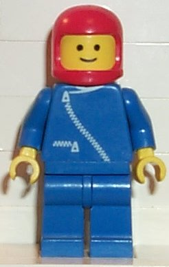Minifig zip005 - Jacket with Zipper - Blue, Blue Legs, Red Classic Helmet - De BrickPlaats